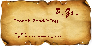 Prorok Zsadány névjegykártya